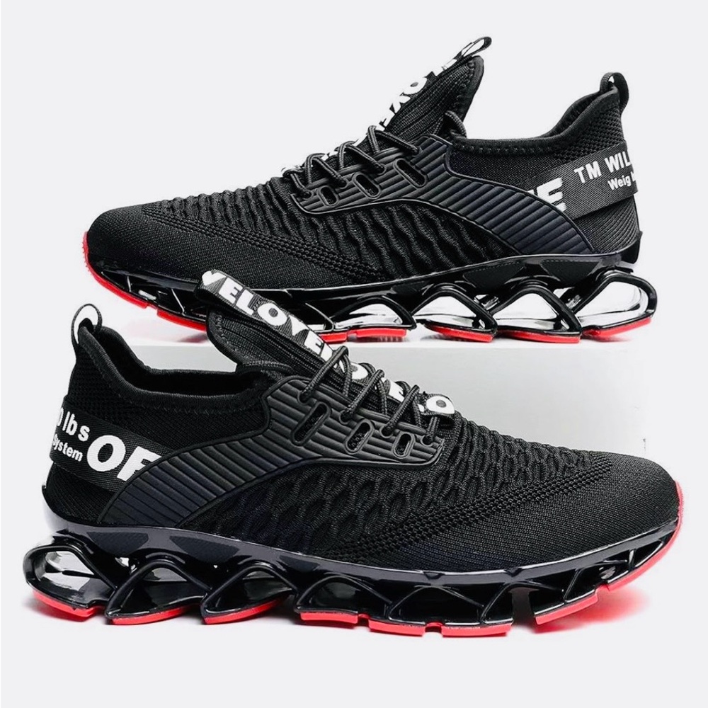 Black/Red Unisex Non Slip Athletic Sneakers/Walking Shoes - SZ 6.5 men - 8 Women